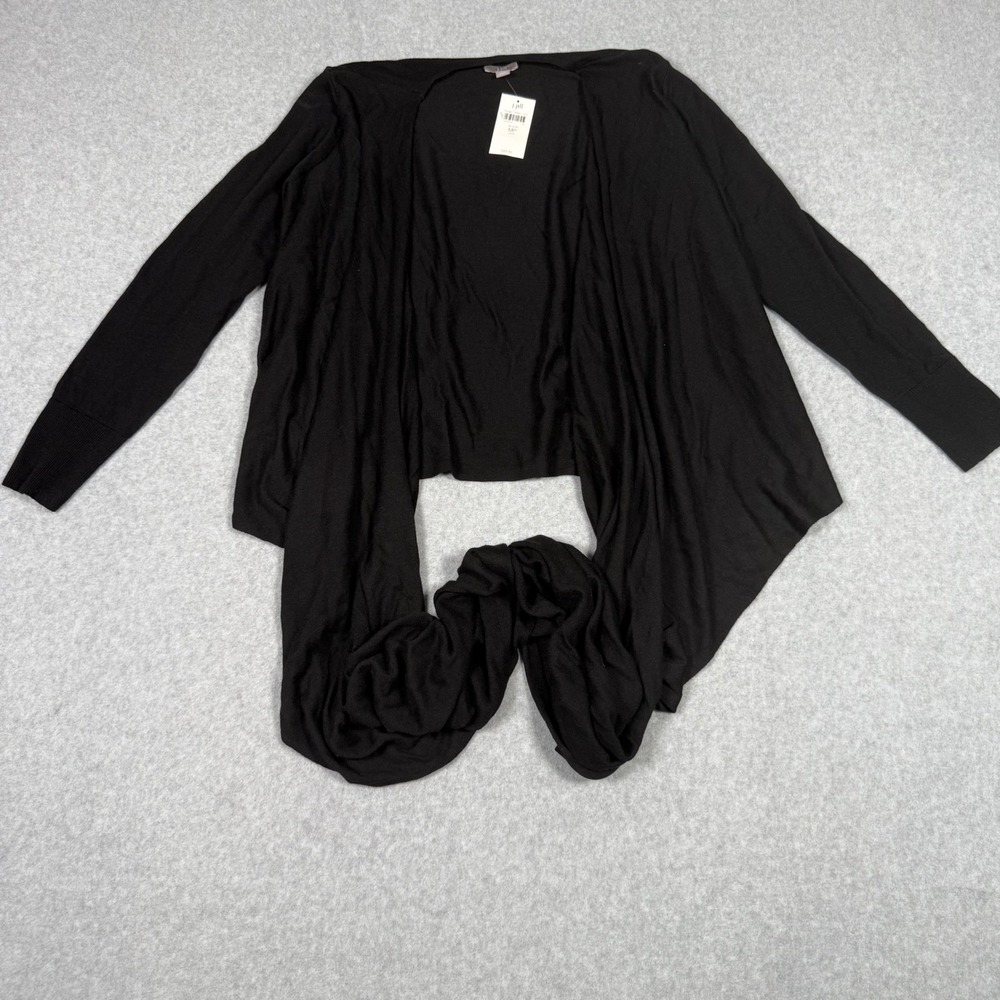 J. Jill Black Infinity Draped Open Front Cardigan Wool Blend Medium Petite New